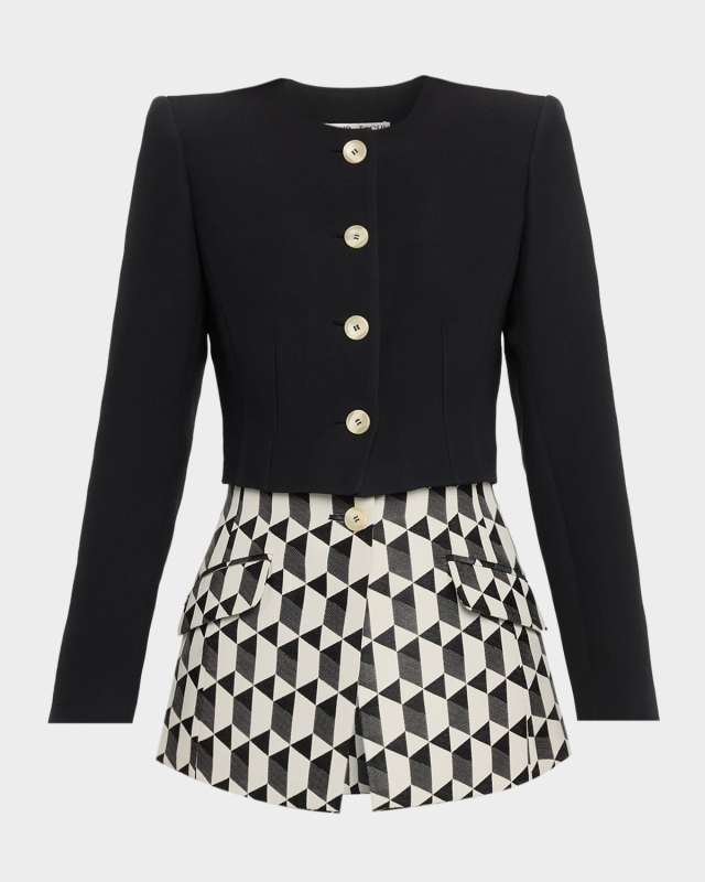 Laurel Geo Layered Single-Breasted Blazer